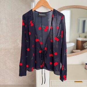 Realisation Par Bianca Silk Blouse in Cherry Print - XS